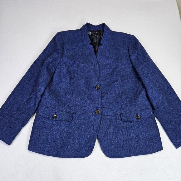 Talbots Tweed Blazer Women 20 Wool Blend Blue Classic Quiet Luxury Plus Size NEW - Picture 7 of 16